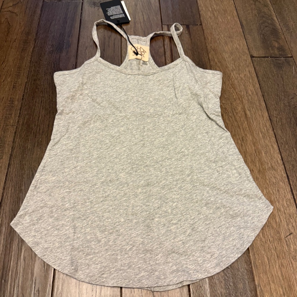 Chaser Tank Top Womens XS Heather Grey Racerback Curved Hem CW7735-HGRY NEW